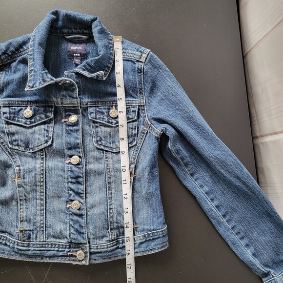 Gap Kids Cotton Denim Cropped Jean Jacket, Girls M, Pink Stitching Detail EUC - Picture 9 of 10